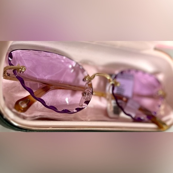 RARE Chloé Scalloped Cat Eye Sunglasses Purple Gradient 60MM NWT Luxe main image 7